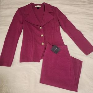 St John Collection knit Pink Suit Jacket Skirt Set w Label Tag intact